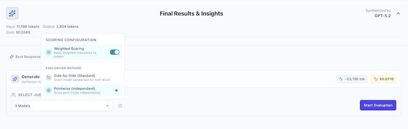 Evaluation Mode Selection: Pointwise Option Selected